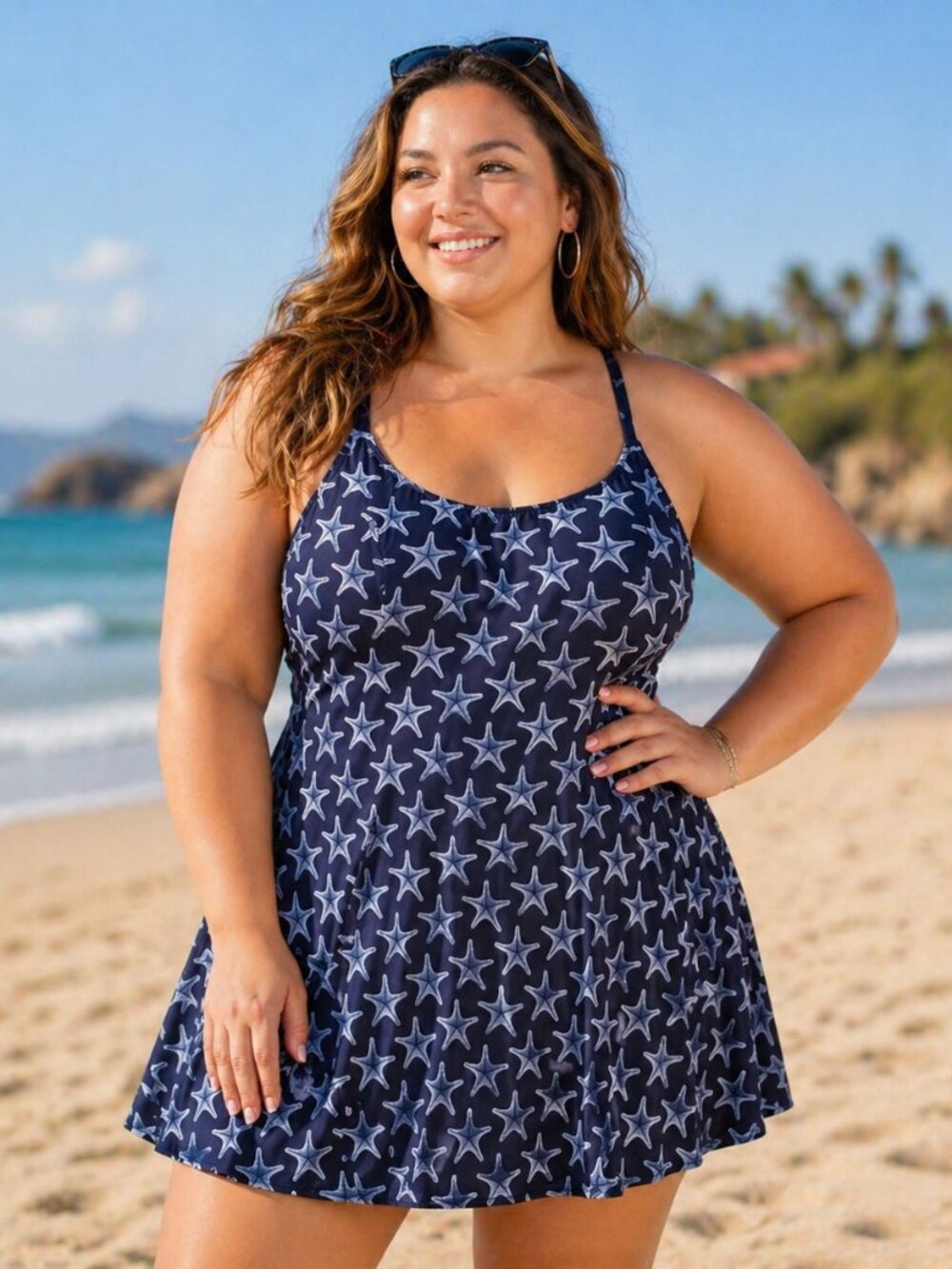Dippin' Daisy's One Piece Swimsuit Womens 24W Black Starfish Skirted Made USA